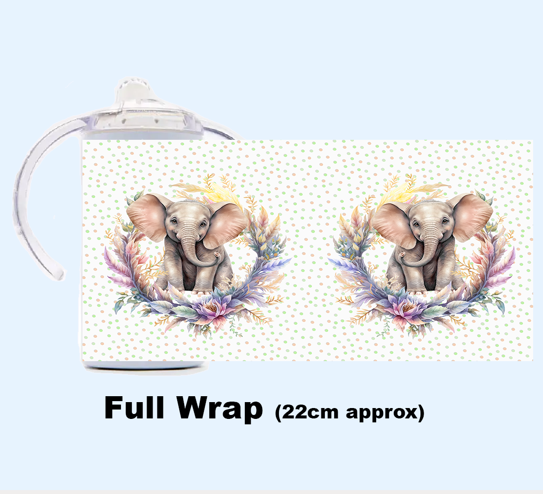 Sippy Cup - JUNGLE ANIMALS FLORAL WREATH
