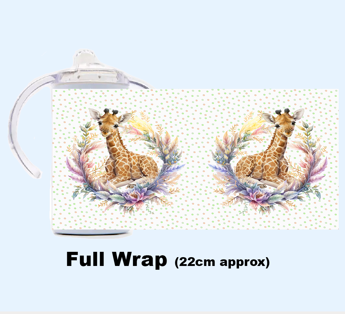 Sippy Cup - JUNGLE ANIMALS FLORAL WREATH