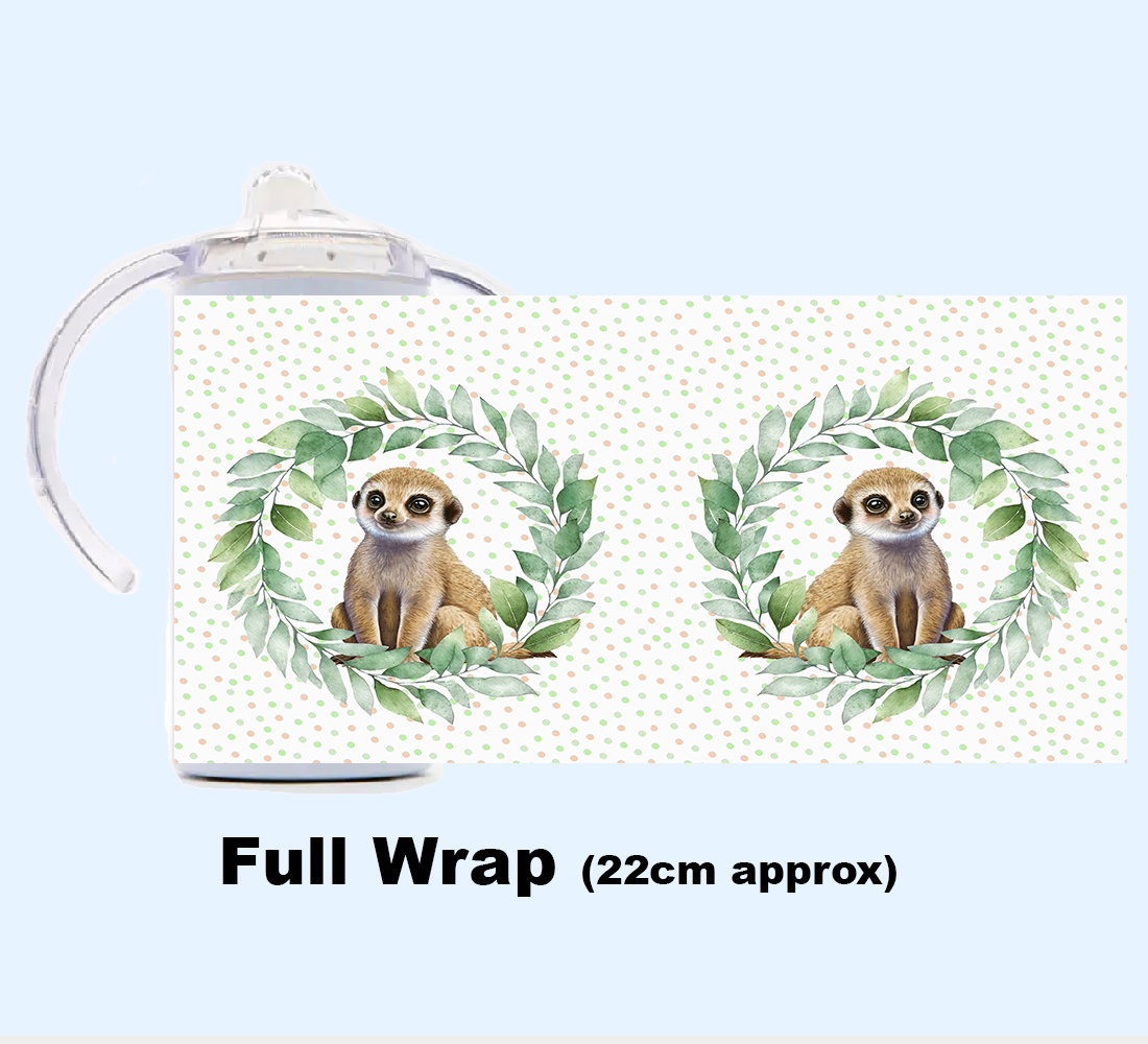 Sippy Cup - JUNGLE ANIMALS GREEN WREATH