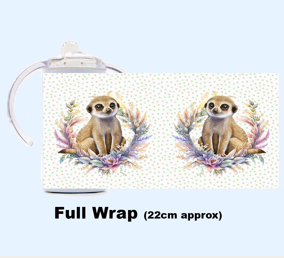 Sippy Cup - JUNGLE ANIMALS FLORAL WREATH