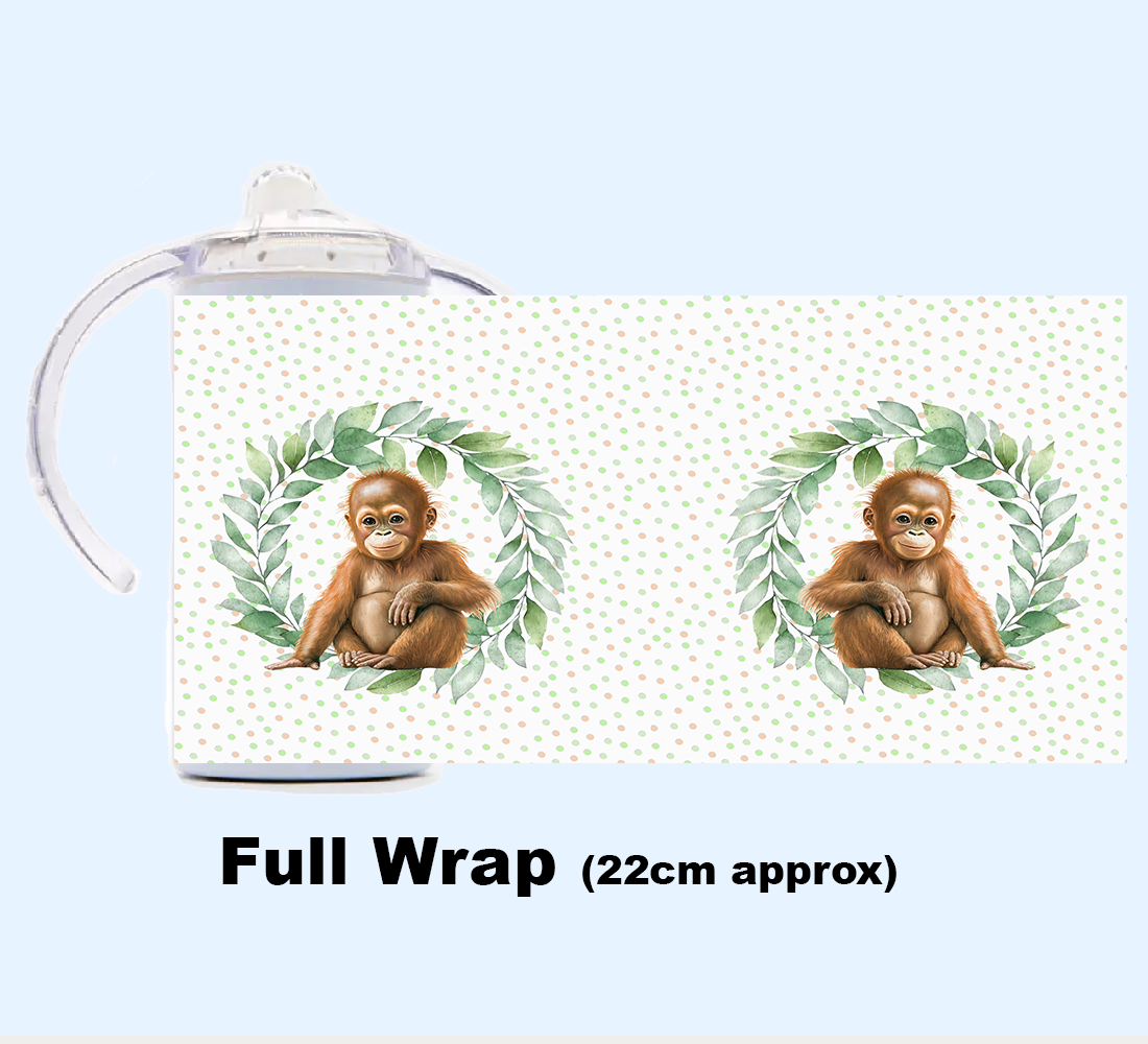 Sippy Cup - JUNGLE ANIMALS GREEN WREATH
