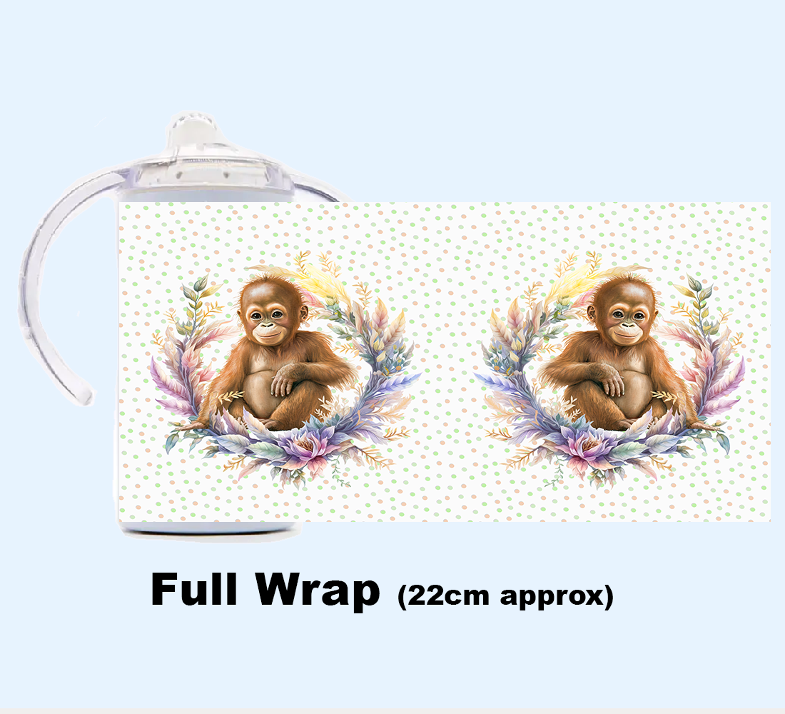 Sippy Cup - JUNGLE ANIMALS FLORAL WREATH