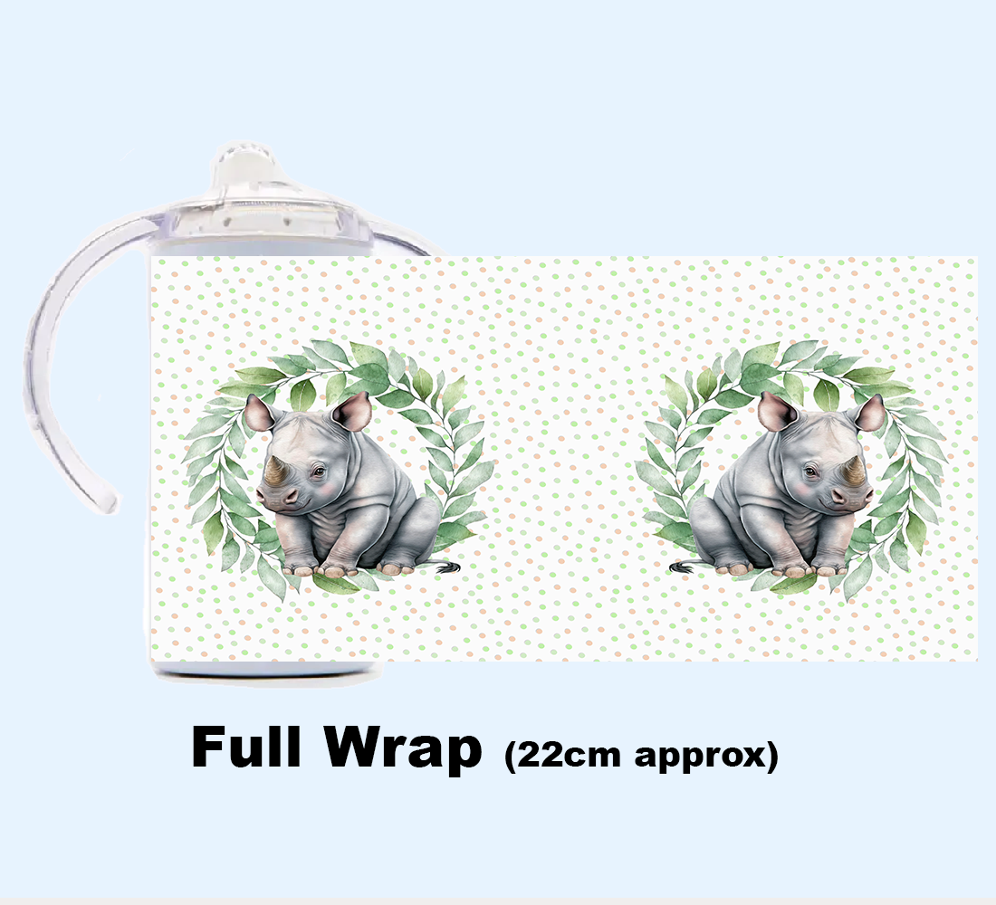 Sippy Cup - JUNGLE ANIMALS GREEN WREATH