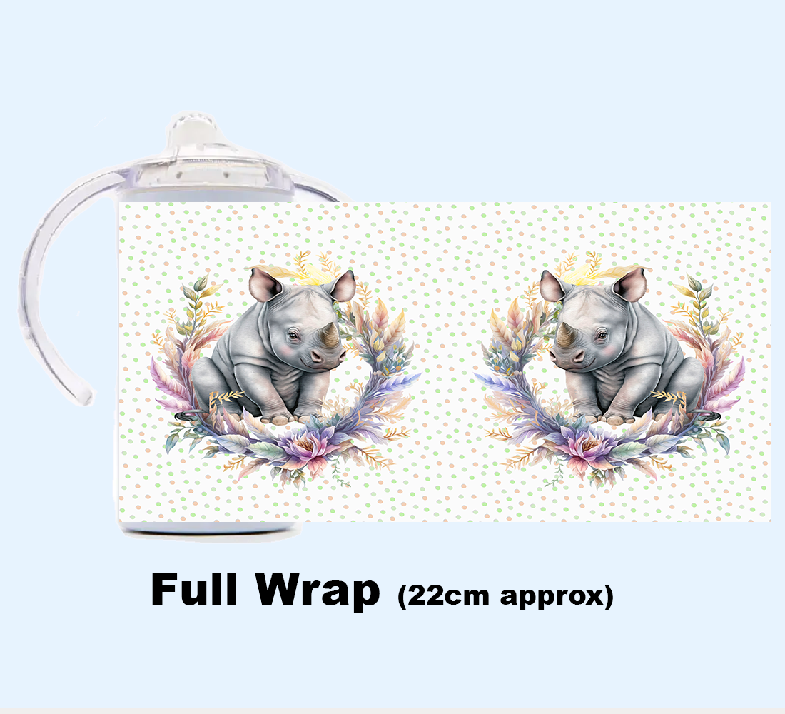 Sippy Cup - JUNGLE ANIMALS FLORAL WREATH