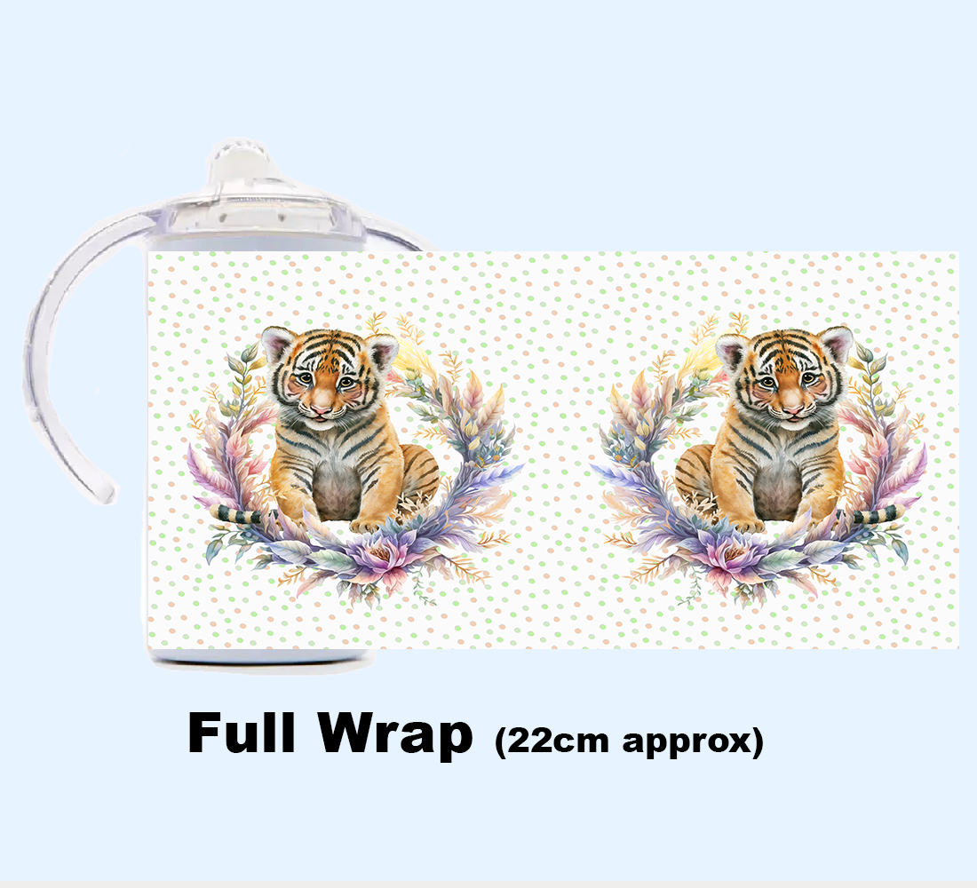 Sippy Cup - JUNGLE ANIMALS FLORAL WREATH