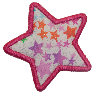 SMALL - Star - Pink with Multi-coloured Stars