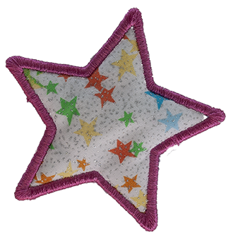 SMALL - Star - Hot Pink with Multi-coloured Stars
