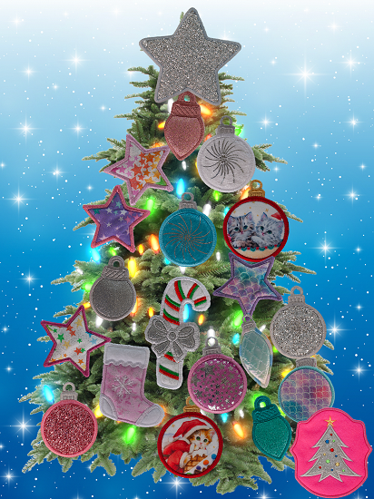 Magnetic Christmas Tree (Medium) Decorated - Pink, White, Teal Ornaments