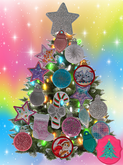 Magnetic Christmas Tree (Medium) Decorated - Pink, White, Teal Ornaments