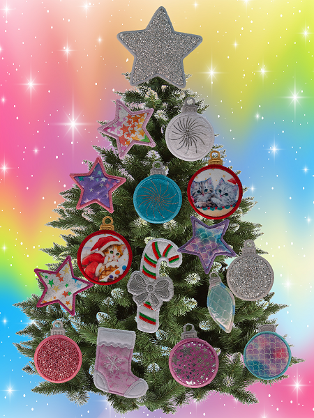 Magnetic Christmas Tree (Medium) Decorated - Pink, White, Teal Ornaments