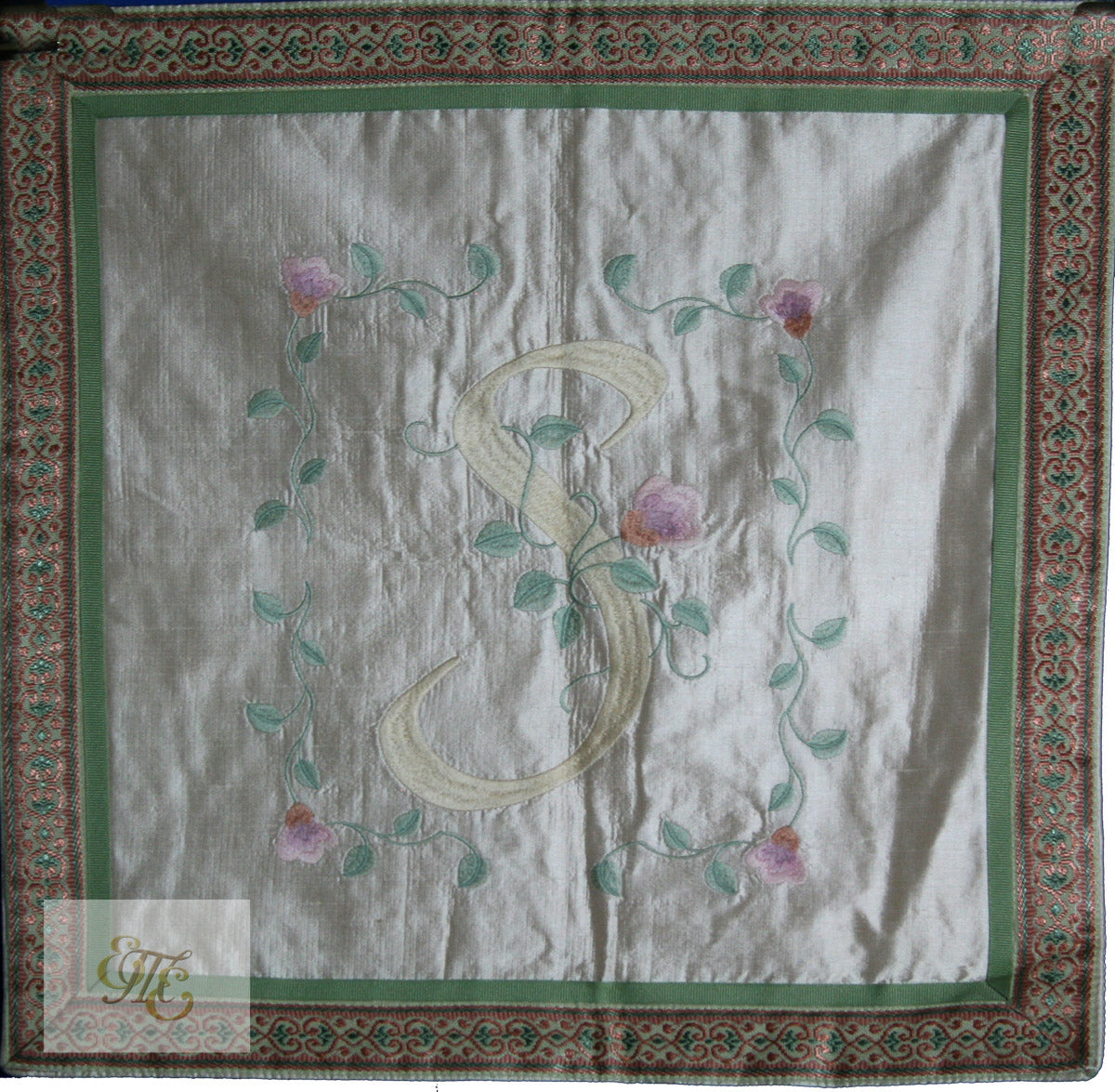 Pillow - Floral S Monogram