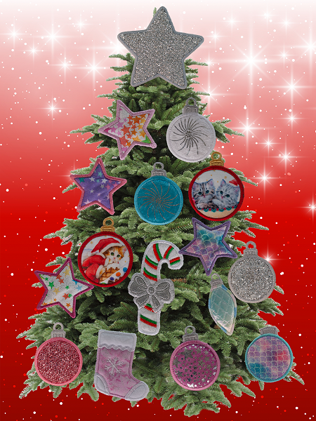 Magnetic Christmas Tree (Medium) Decorated - Pink, White, Teal Ornaments