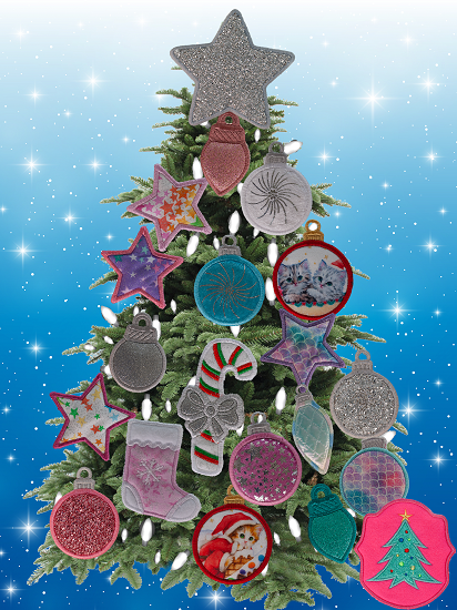 Magnetic Christmas Tree (Medium) Decorated - Pink, White, Teal Ornaments