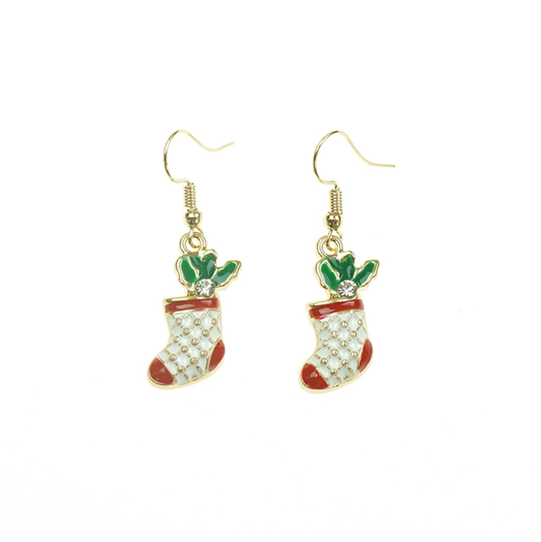 Earrings - Gold - White Stocking