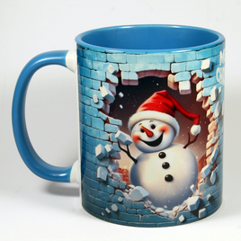 CHRISTMAS MUG - SNOWMAN BLUE 3D BREAK-THRU