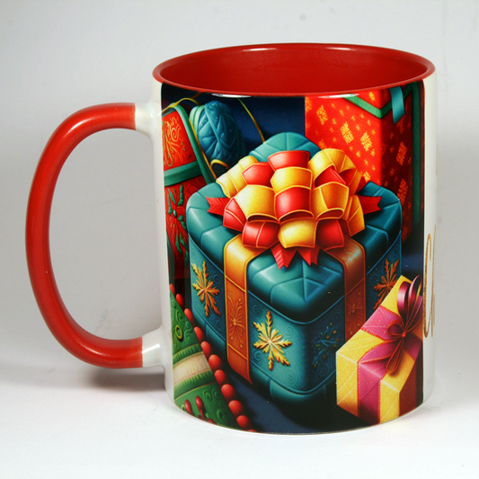 CHRISTMAS MUG - QUILTED PRESENT BOXES