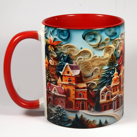 CHRISTMAS MUG - VILLAGE SCENE 1 - 3D