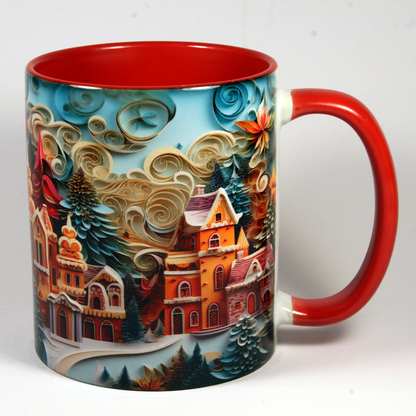 CHRISTMAS MUG - VILLAGE SCENE 1 - 3D