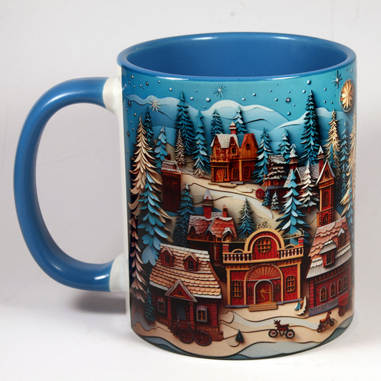 CHRISTMAS MUG - VILLAGE SCENE 4 - 3D
