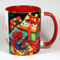CHRISTMAS MUG - QUILTED PRESENT BOXES