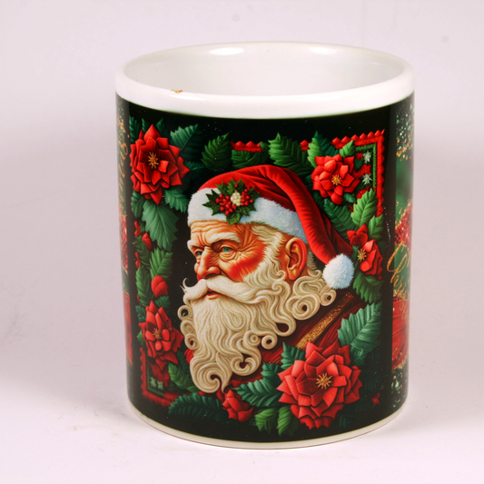CHRISTMAS MUG - QUILTED SANTA