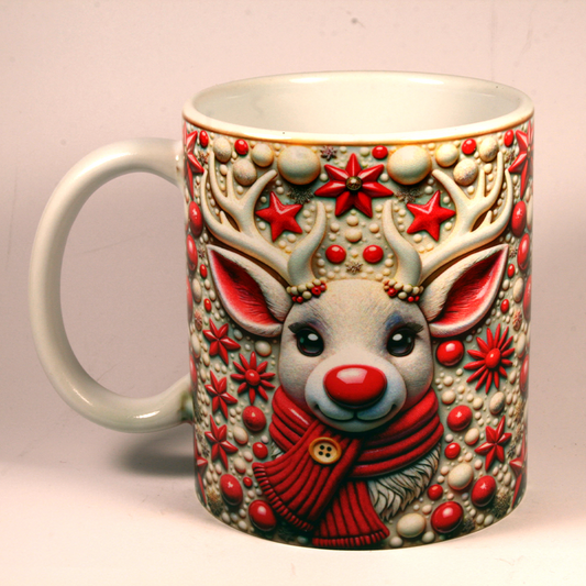 CHRISTMAS MUG - 3D REINDEER PINK