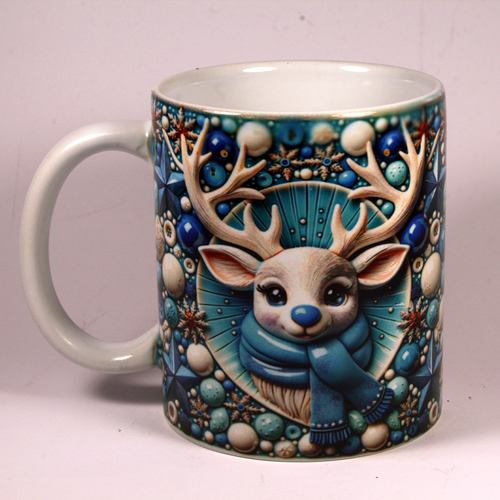 CHRISTMAS MUG - 3D REINDEER BLUE
