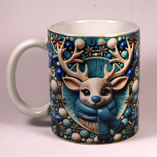 CHRISTMAS MUG - 3D REINDEER BLUE