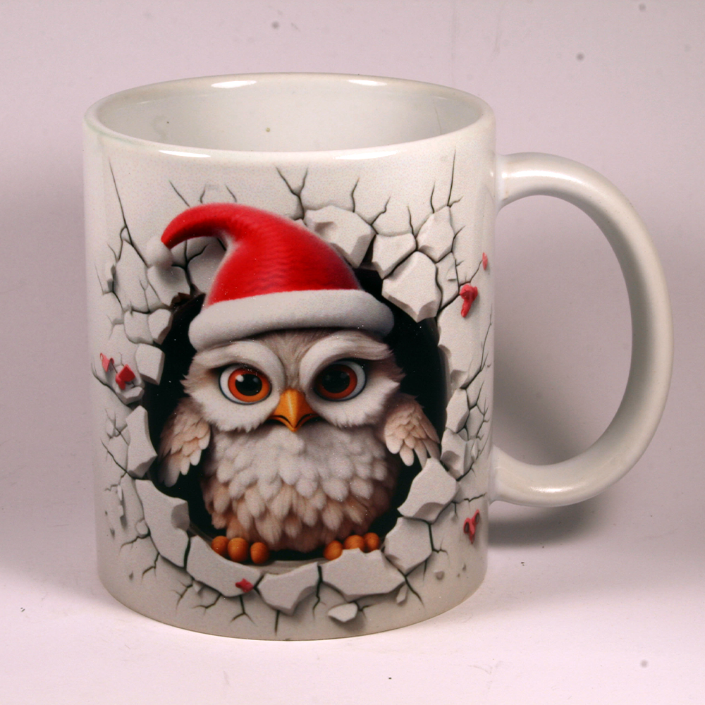 CHRISTMAS MUG - SANTA OWL 3D BREAK-THRU