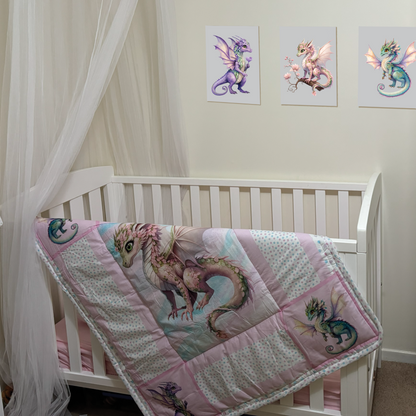 PINK COT QUILT | FAIRY DRAGON COLLECTION