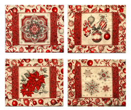 Christmas Fabric Placemat - Red & Silver (Set of 4)
