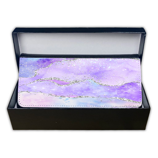 LADIES PURSE/WALLET BLACK - Purples & Glitter Agate - 5 Design Options
