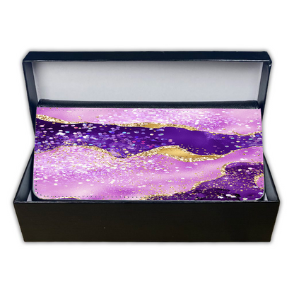 LADIES PURSE/WALLET BLACK - Purples & Glitter Agate - 5 Design Options