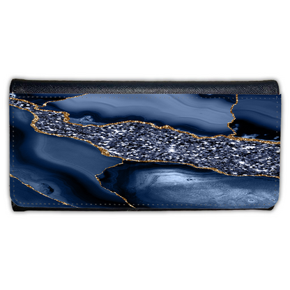 LADIES PURSE/WALLET BLACK - BLUE & GOLD GLITTER - 4 Design Options