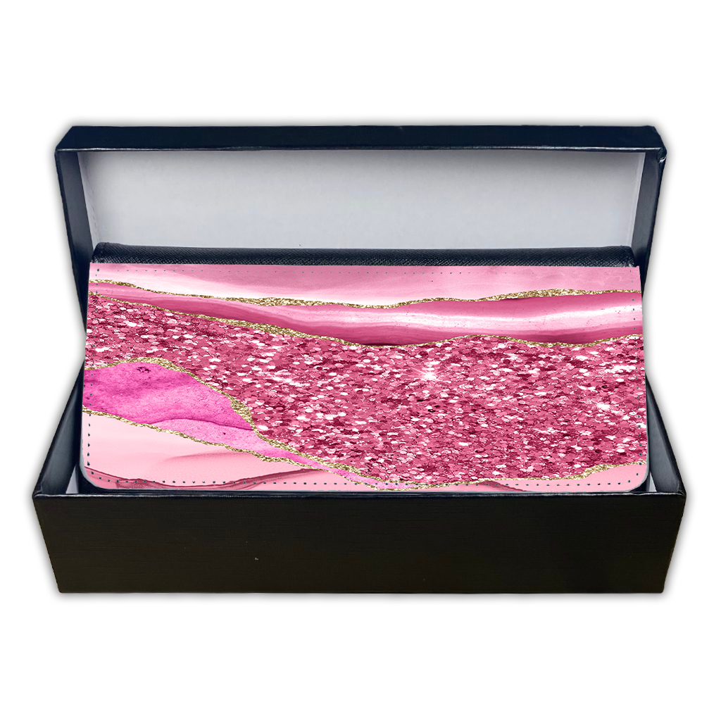 LADIES PURSE/WALLET BLACK - PINK & GOLD GLITTER - 4 Design Options
