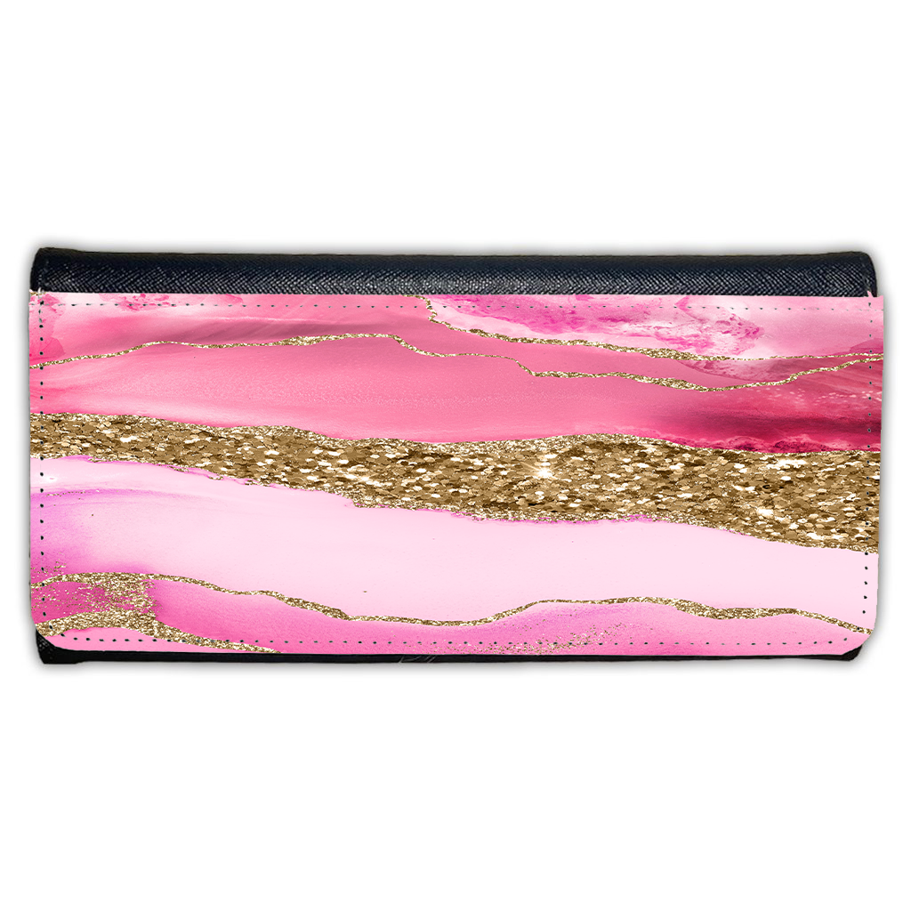 LADIES PURSE/WALLET BLACK - PINK & GOLD GLITTER - 4 Design Options