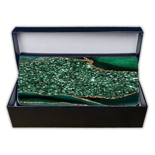LADIES PURSE/WALLET BLACK - GREEN & GLITTER - 4 Design Options