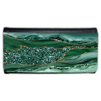 LADIES PURSE/WALLET BLACK - GREEN & GLITTER 3