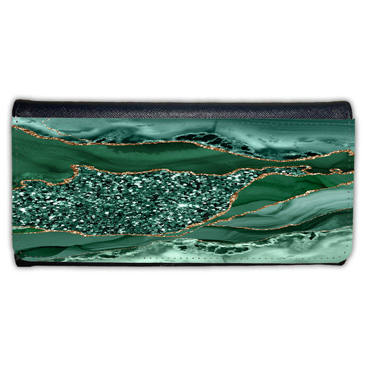 LADIES PURSE/WALLET BLACK - GREEN & GLITTER 3