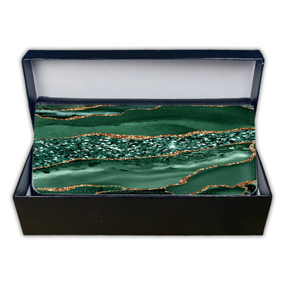 LADIES PURSE/WALLET BLACK - GREEN & GLITTER 4