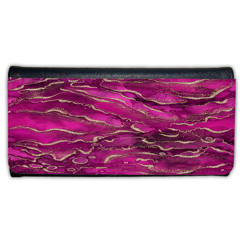 LADIES PURSE/WALLET BLACK - HOT PINK & GOLD 1