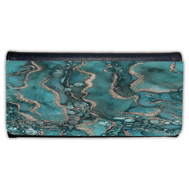 LADIES PURSE/WALLET BLACK - TEAL & GOLD 1