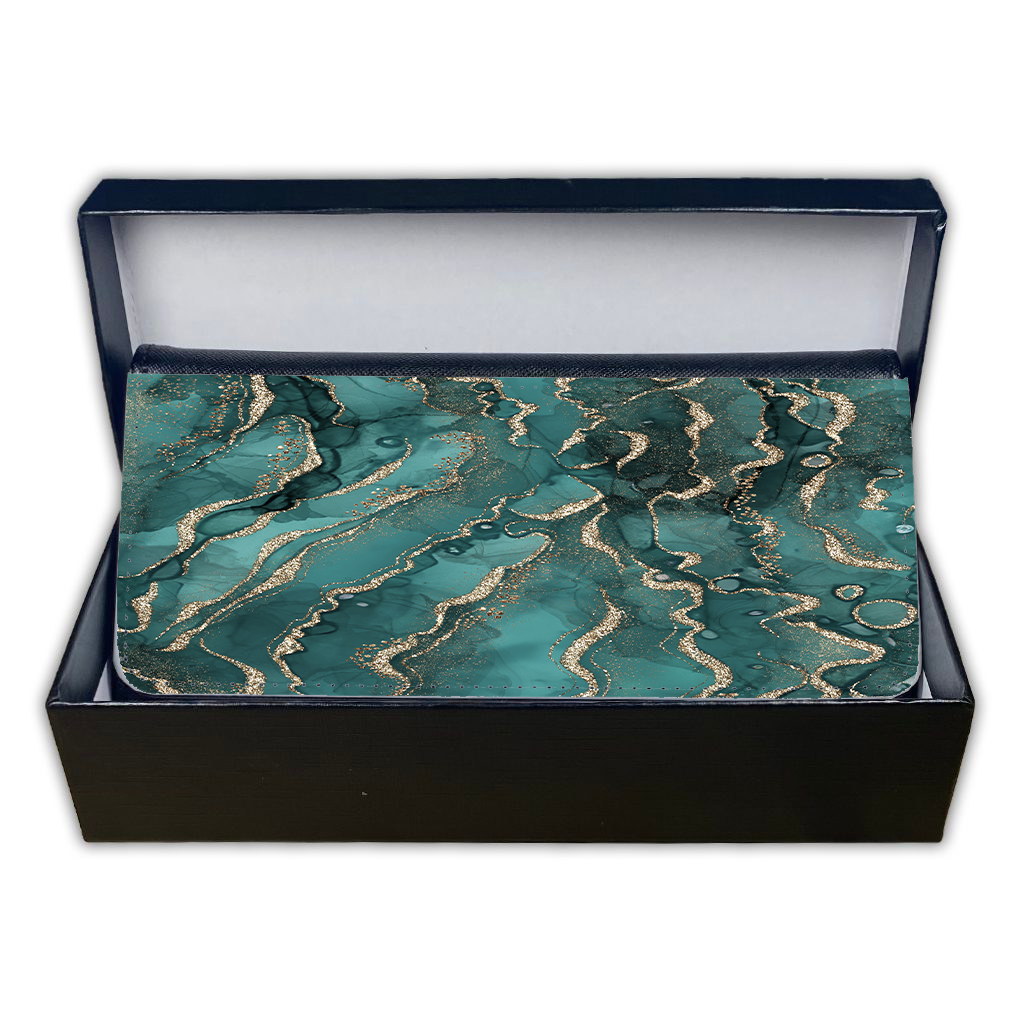 LADIES PURSE/WALLET BLACK - TEAL & GOLD 2
