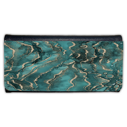 LADIES PURSE/WALLET BLACK - TEAL & GOLD 2