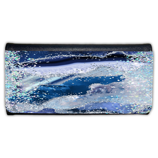 LADIES PURSE/WALLET BLACK - Teal, Purple & Glitter 3