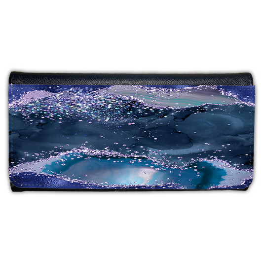 LADIES PURSE/WALLET BLACK - Teal, Purple & Glitter 4