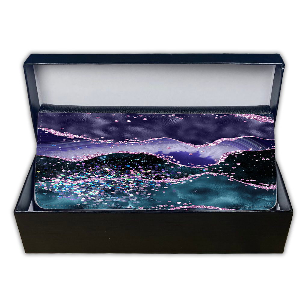 LADIES PURSE/WALLET BLACK - Teal, Purple & Glitter - 6 Design Options