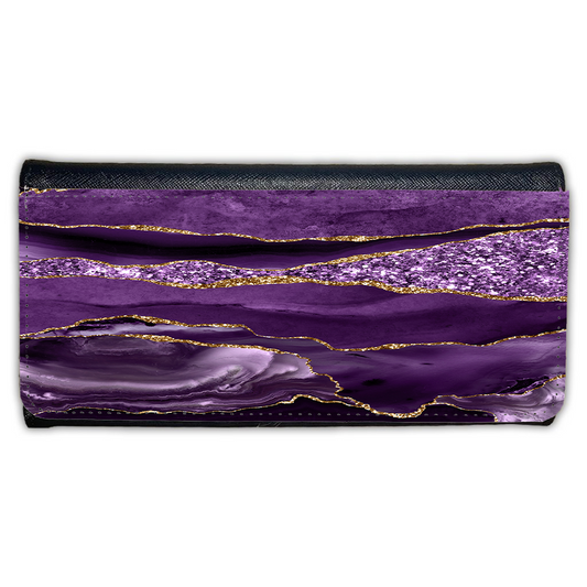 LADIES PURSE/WALLET BLACK - PURPLE & GLITTER 1