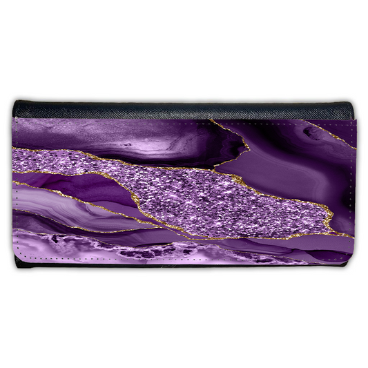 LADIES PURSE/WALLET BLACK - PURPLE & GLITTER 3