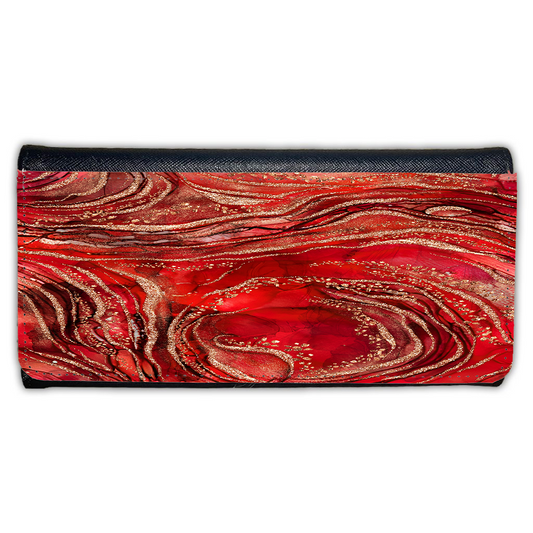 LADIES PURSE/WALLET BLACK - RED & GOLD 1